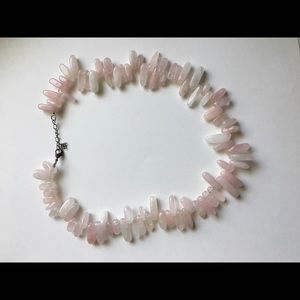 Real Rose Quartz Beaded Clasp Necklace